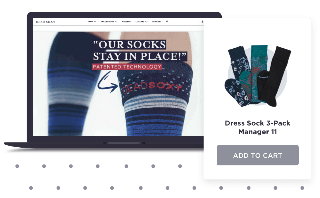 Quote image storefront product dress socks deadsoxy